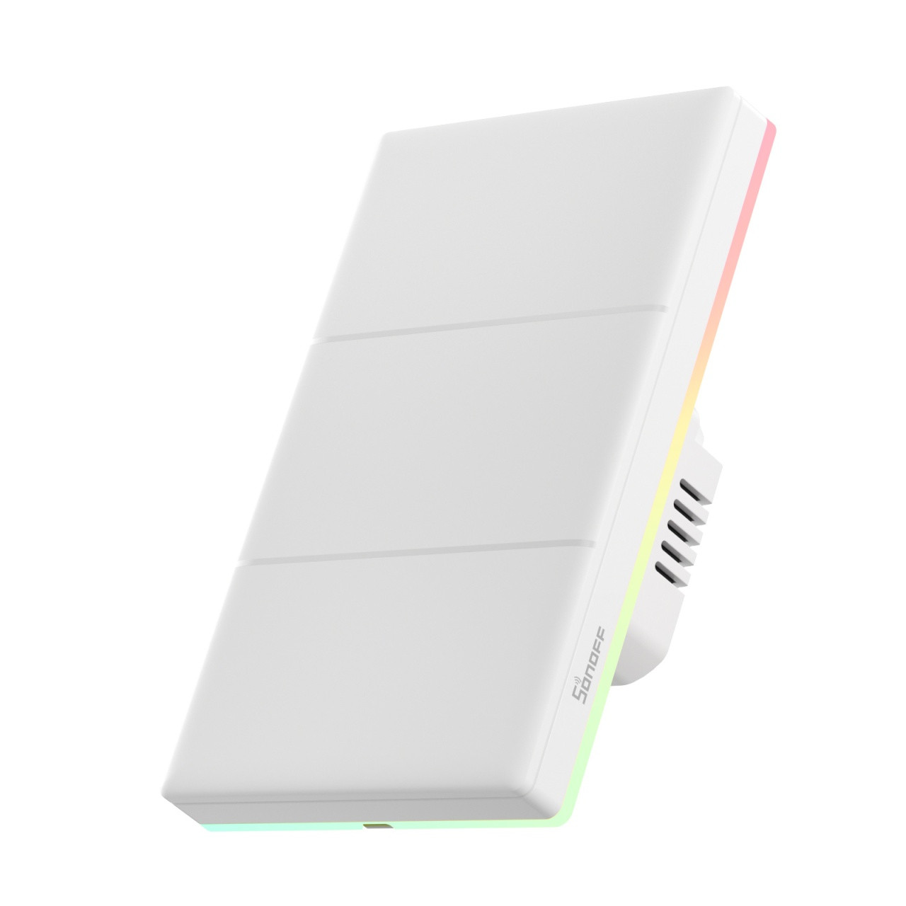 sonoff smart touch wall switch t5-3c-120 - intrerupator inteligent cu 3 canale, panou tactil, iluminare rgb si efecte sonor